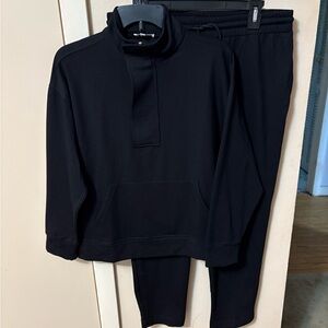 Mary Square Black 1/4 Zip Pullover Drawstring Pants Outfit Set Sz M sweatsuit